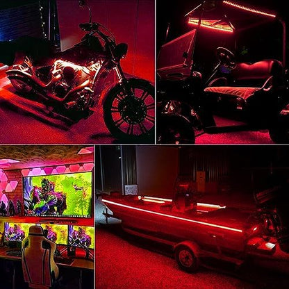 echosari LED Strip Lights Battery Powered, 90 LED Red 2835 SMD Strip Lights 9.8 Ft Cuttable Self-Adhesive Strip Lights with Remote Timer for Outdoor Indoor Party Bedroom Decoration (Pack of 3)