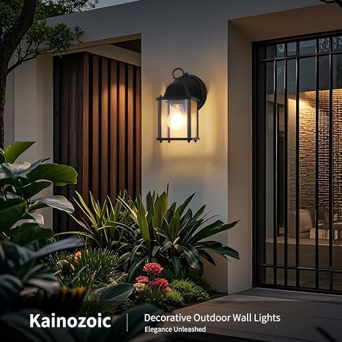 Dawn to Dusk Sensor Outdoor Wall Light Fixtures Waterproof Porch Lights Anti-Rust Black Exterior Lighting Fixtures Outdoor Wall Lantern for House -2 Pack