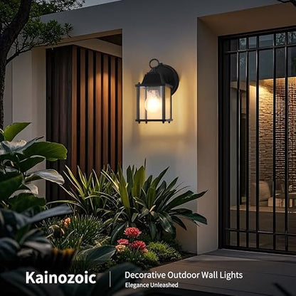 Dawn to Dusk Sensor Outdoor Wall Light Fixtures Waterproof Porch Lights Anti-Rust Black Exterior Lighting Fixtures Outdoor Wall Lantern for House -2 Pack