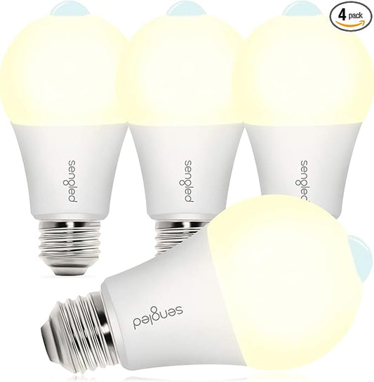 Sengled Motion Sensor Light Bulbs, A19 LED Dusk to Dawn Bulbs 3000K Soft White, Motion Activated Indoor Outdoor Light Bulbs 8.8W (60W Equivalent) 800 Lumens for Porch, Garage, Hallway, 4 Pack