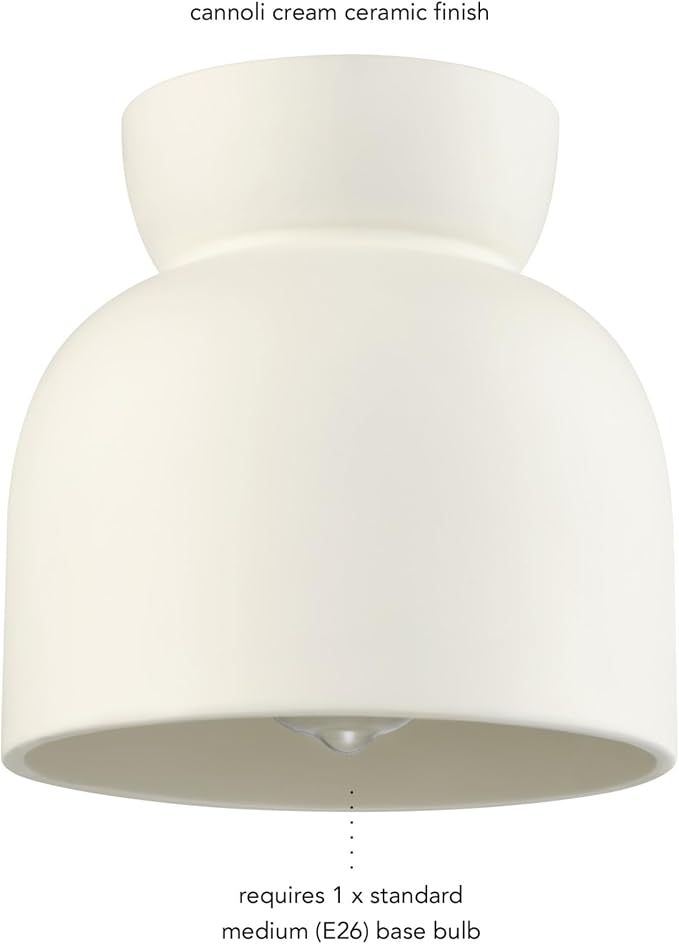 Globe Electric 66000149 1-Light Flush Mount Ceiling Light, Cannoli Cream, Ceramic Effect Shade, Kitchen, Home Improvement, Hallway, Front Door, Entry, Dimmable