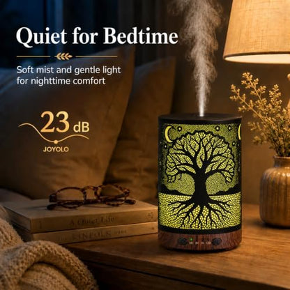 Essential Oil Diffuser, 120 ml Aromatherapy Diffuser with 7 Color Lights, Auto Shut-Off and 4 Timer Settings, Ultrasonic Cool Mist Diffuser for Home Room Office (Moonlit Tree)