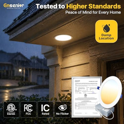 Ensenior 24 Pack 7 Inch LED Recessed Ceiling Light, 5CCT, 1600LM 15W 120V