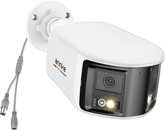 ANNKE 5MP Analog Dual-Lens Security Camera, 180°Wide Angle, Smart Dual Light, 130dB, One-Way Audio, IP67, Wired Add-On Bullet Camera for TVI Analog CCTV DVR System (DVR Required, Not Included)