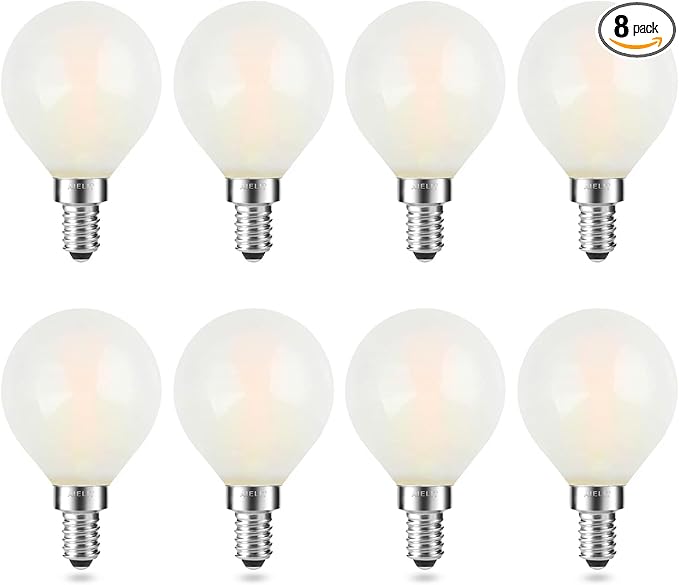 Frosted E12 LED Light Bulbs 25-Watt Equivalent, Warm White 2700K, 2W G15/G50 Globe LED Bulb for Beside Lamp Ceiling Fan Pendant Lights Chandelier Fixture, 200 lm, 8 Pack