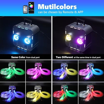AMKI High Brightness Dual Color 32W Twinkle 1500pcs 0.03in 16.4ft Fiber Optic Starlight Headliner Kits RGBW Sound Activated APP/Remote Control for Movie Theater Home Ceiling Decor