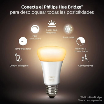 Philips Hue White Ambiance 2-Pack A19 LED Smart Bulb, Bluetooth & Zigbee Compatible (Hue Hub Optional),Compatible with Alexa & Google Assistant – A Certified for Humans Device (Renewed)