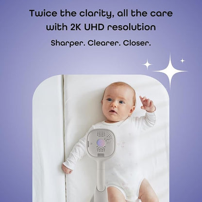 Hubble Connected AI Vision 5-in-1 2K UHD Baby Monitor with AI Alerts, True Cry Detection, Sleep Insights, Nightlight & Smart Soother, Flexible Mount, Dual-Band Wi-Fi (5 & 2.4 GHz)