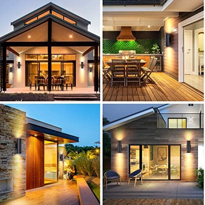 DAKAFUL Outdoor Wall Lights 6Pack, Integrated LED Cylinder Up Down Lights, 12W 2700K Aluminum Exterior Wall Light, Outdoor Light Fixture for Porch Patio Door