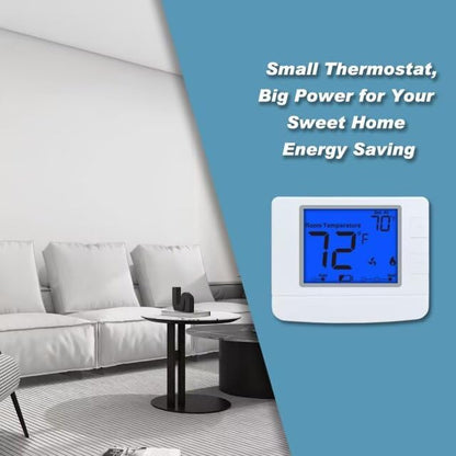 Non Programmable Thermostat for Home, Digital Energy-Saving Thermostat,Single-Stage Systems, 1 Heat/1 Cool, Easy DIY Install, Blue Backlight
