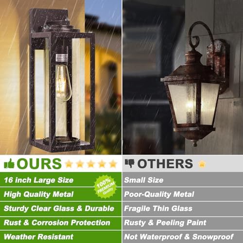 FILIYANO 16in Large Outdoor Wall Lights for House, Oil Rubbed Bronze,2 Pack