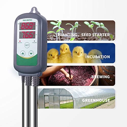 Inkbird WiFi Temperature Controller ITC308 Reptile Freezer Thermostat Digital Heating and Cooling Heater Cooler Greenhouse Plug Outlet 2 Stage 1100W 110V