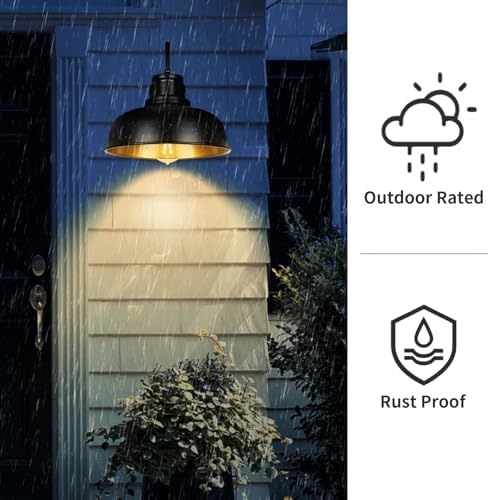 Solar Barn Lights for Outside, Outdoor Wall Light Solar Powered, Farmhouse Exterior Wall Sconces, Industrial Outside Lighting Fixture, Rustic Lanterns Work with Gooseneck Barn Shed Coop Patio