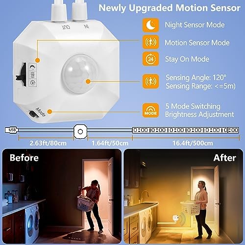 Under Bed Lights Motion Sensor LED Strip Stair Night Lighting Indoor 16.4ft