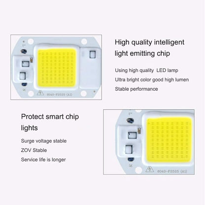 Indoor Lighting, Pack of 3, LED Diode Matrix Chip Lamp AC110V 20W/30W/50W Outdoor COB Spotlight Smart IC No Floodlight Light Source(Cold White,20W 110V)