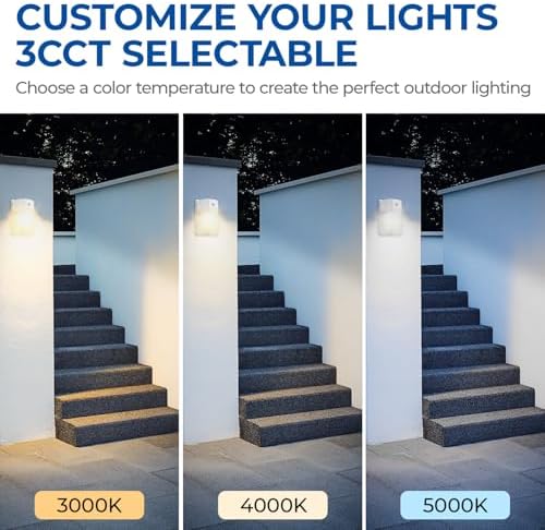 CINOTON 26W LED Wall Pack Light with Dusk to Dawn Sensor, 3CCT White 2Pack