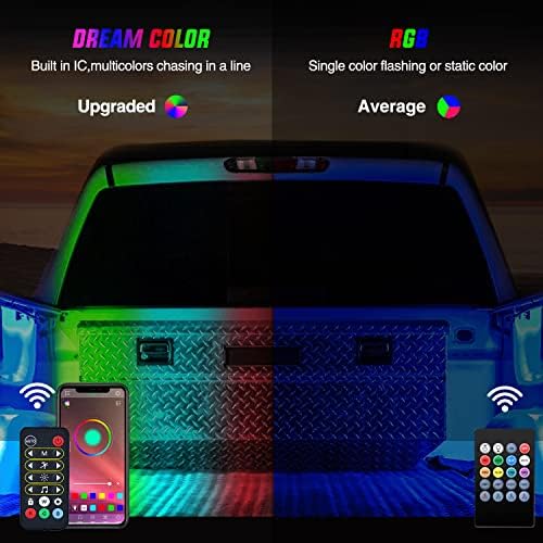 Nilight Truck Bed Light Strip RGB-IC LED Bar 2PCS 60 inch Cargo Lighting