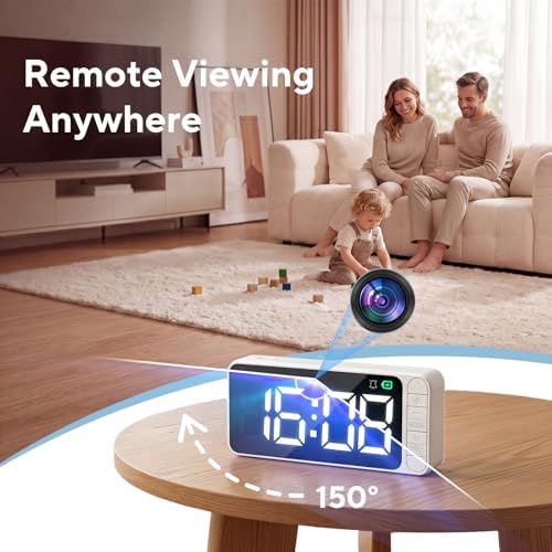 Hidden Camera Magnetic Clock 4K WiFi Indoor Cam with Long Battery Life