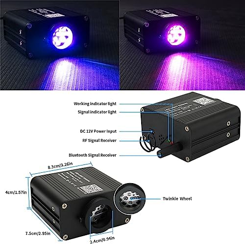 AZIMOM 16W Twinkle & Sound Activate 650pcs*0.03in*13.1ft Fiber Optic Starlight Headliner Kits for Car Home Star Ceiling Sky Decoration, APP& Remote Control Light Engine End Glow Fiber