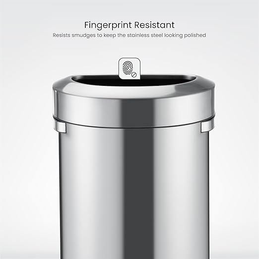 Home Zone Living 18 Gallon Commercial Trash Can with Removable Open Top Lid