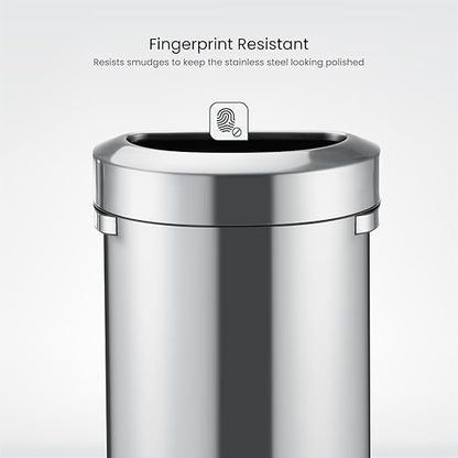 Home Zone Living 18 Gallon Commercial Trash Can with Removable Open Top Lid