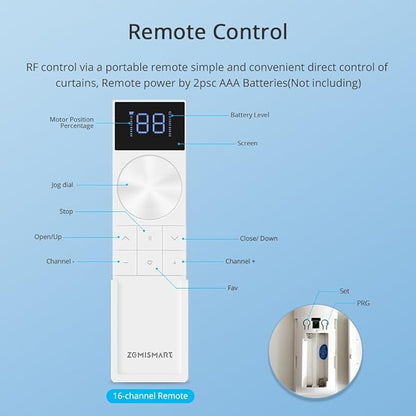 Smart WiFi Blind Motor, 38mm Rechargeable Roller Shade Motor with Built-in 2600mAh Battery, Compatible with Alexa & Google Home, APP Control, No Hub Required (Motor Only)