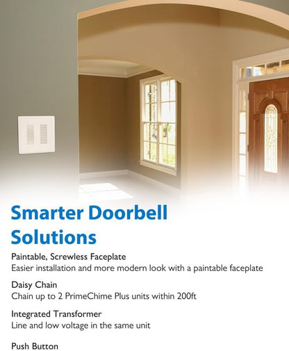 PrimeChime Plus 2 Electric Doorbell Kit - Doorbells for Home - Includes Selectable Ring Chimes - Deco Button, Copper - NICOR Lighting