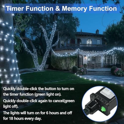 200 LED Connectable String Lights, 66FT Christmas Lights Outdoor Indoor