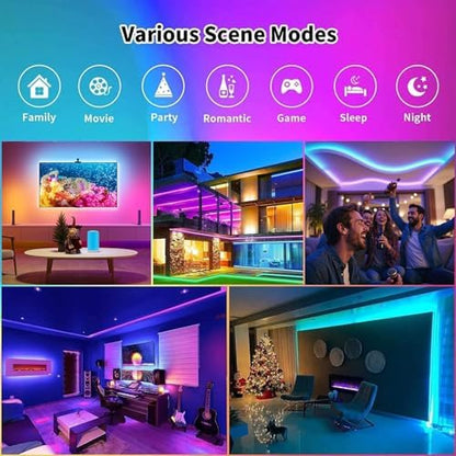 CHARKEE 25ft LED Strip Lights USB-Powered, Color Changing RGB LED Strip Lights for Bedroom/TV Backlight/Gaming Lighting, Music Sync SMD 5050 Flexible LED Lights with Remote/APP Control