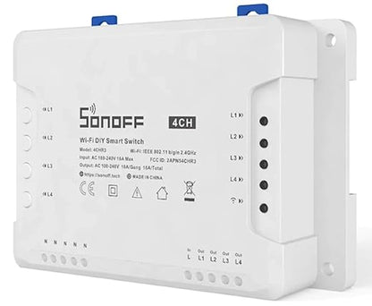 SONOFF 4CH R3 Smart Switch,4 independently Channel WiFi Remote Time Switch, LAN Control, Inching/Self -Locking Mode, Compatible with Alexa,& Google Home Assistant