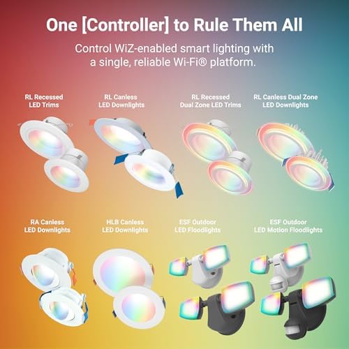 HALO Pure Smart Battery-Powered Multi-Functional Wireless Light Switch - Wi-Fi Room Controller with Dimming and Scene Presets for WiZ Connected Smart Lighting - CWR-TW-Scene-WH