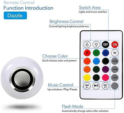 Garosa LED Color Changing Light Bulb with Bluetooth Speaker, 12W E27 RGB Smart Bulb Remote Control for Living Room Bedroom Bathroom Closet Decor