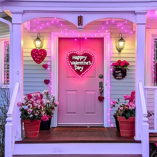 JMEXSUSS 33FT 100 LED Pink Globe String Lights Battery Operated 8 Modes