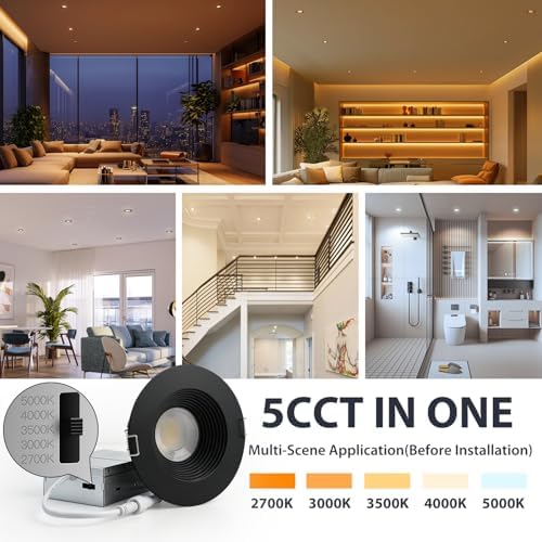 Adetu 12 Pack 4 Inch Black Anti-Glare LED Downlight, Recessed Ceiling Light