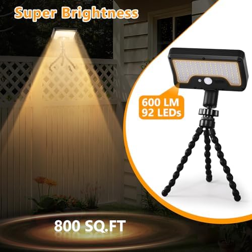 Solar Motion Lights Outdoor with Flexible Octopus Tripod (2 Pack, 3000K)