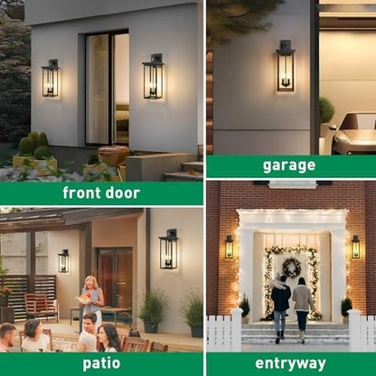 22 in Large Black Outdoor Wall Lights Exterior Lighting Fixtures,2 Packs