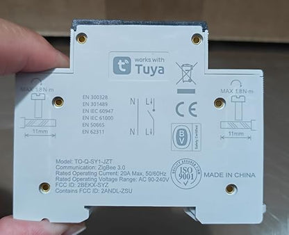 TONGOU ZigBee DIY Smart Switch 20A| DIN Rail Switch| 1P+N 90-240VAC| Real-time Power Monitoring| Remote Control and Set Timer for Home Automation| Support Tuya/Smart Life| Voice Control| FCC Certified