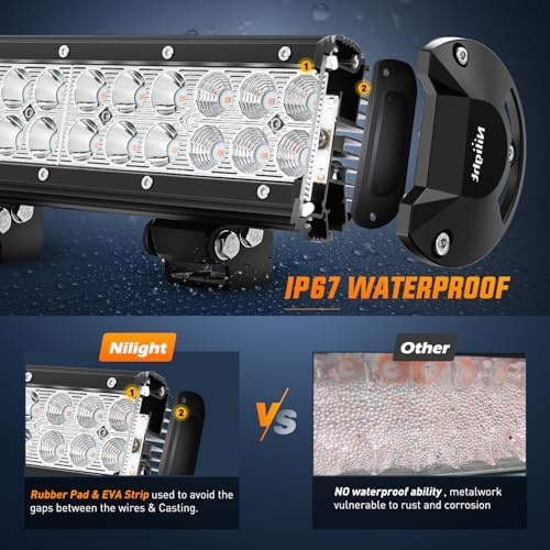 Nilight LED Light Bar 12 Inch 72W Spot Flood Combo Purple Beam