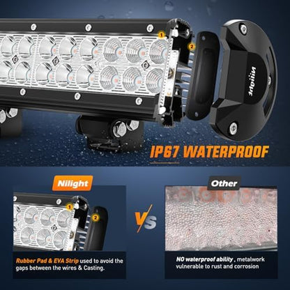 Nilight LED Light Bar 12 Inch 72W Spot Flood Combo Purple Beam