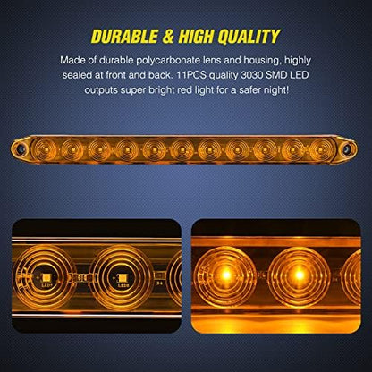 Nilight 16" Trailer Marker ID Bar 2PCS 11 LED Amber Turn Signals Tail Light