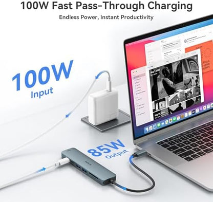 USB C Hub HDMI Adapter for MacBook Pro/Air, MOKiN 7 in 1 USB C Dongle with HDMI, SD/TF Card Reader, USB C Data Port,100W PD, and 2 USB 3.0 Compatible for MacBook Pro/Air, Dell XPS, Lenovo Thinkpad.