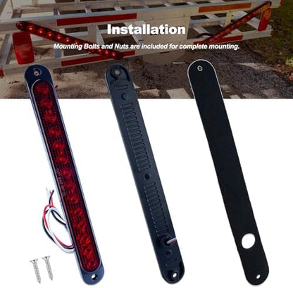 10" LED Trailer Brake Lights Bar Strip Aluminum Alloy Base Red Stop Turn Identification Side Marker Tail Lights Assembly for Truck Marine Boats, 15 LEDs 2Pcs
