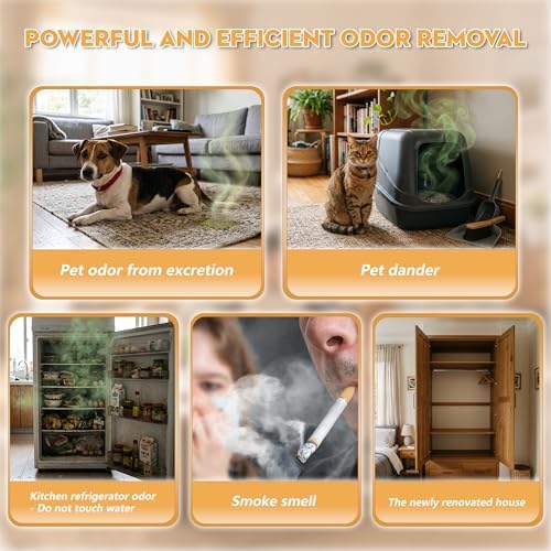 Cat Litter Deodorizer Pet Odor Eliminator for Dogs Poof Rechargeable Ozone Air Purifier for Litter Box Cordless with Negative Ion and Ozone Modes Kennel Home Smoke Car