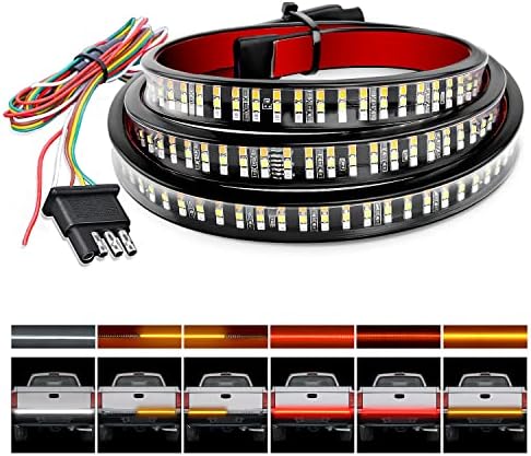 Nilight Truck Tailgate Light Strip 48" Triple Row 360 LED Running Light Bar