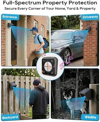 Solar Wireless Driveway Alarm - 1/2 Mile Long Range IP65 Weatherproof, Microwave & Infrared Dual Detection to Reduce False Alarms, DIY Home Security Alert System for Indoor/Outdoor Property (1R1S)