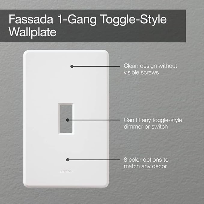 Lutron Fassada 1 Gang Wallplate for Toggle-Style Dimmer and Switches, FW-1-WH, Matte White (1-Pack)
