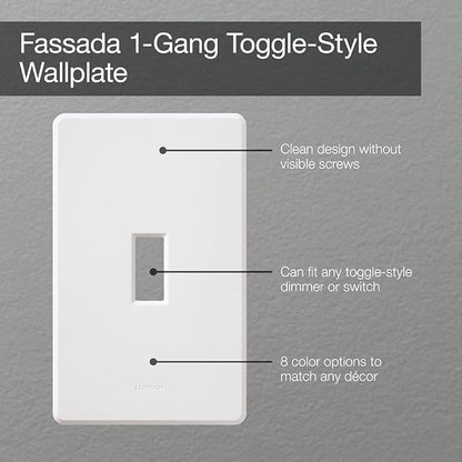 Lutron Fassada 1 Gang Wallplate for Toggle-Style Dimmer and Switches, FW-1-WH, Matte White (1-Pack)