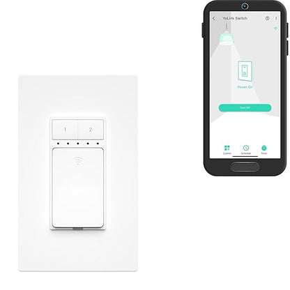 Wall Switch, YoLink 1/4 Mile Super Long Range Smart Light Switch Single Pole 10A in-Wall Switch Compatible with Alexa Google Assistant Home IFTTT, ETL Listed, Neutral Wire Needed, YoLink Hub Required