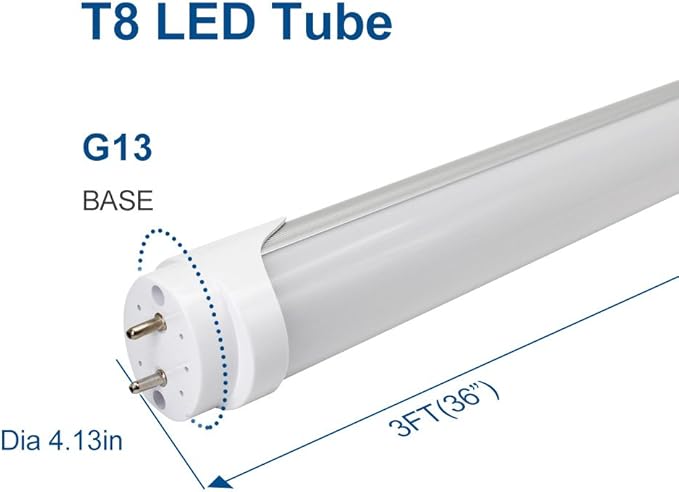 LightingWill LED T8 Light Tube 3FT, Warm White 3000K-3500K, Dual-End Powered Ballast Bypass, 2000 Lumens 15W (32W Fluorescent Equivalent), Frosted Cover, AC85-265V Lighting Tube Fixtures, 4 Pack