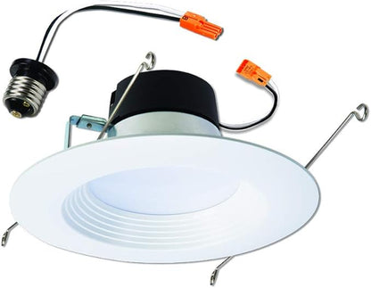 HALO LT 5 in / 6 in LED Recessed Lights Retrofit Can Light Fixtures 6 Pack 3000K Warm White 600 Lumens Wet Location Dimmable Ceiling Downlights with Baffle White Trim